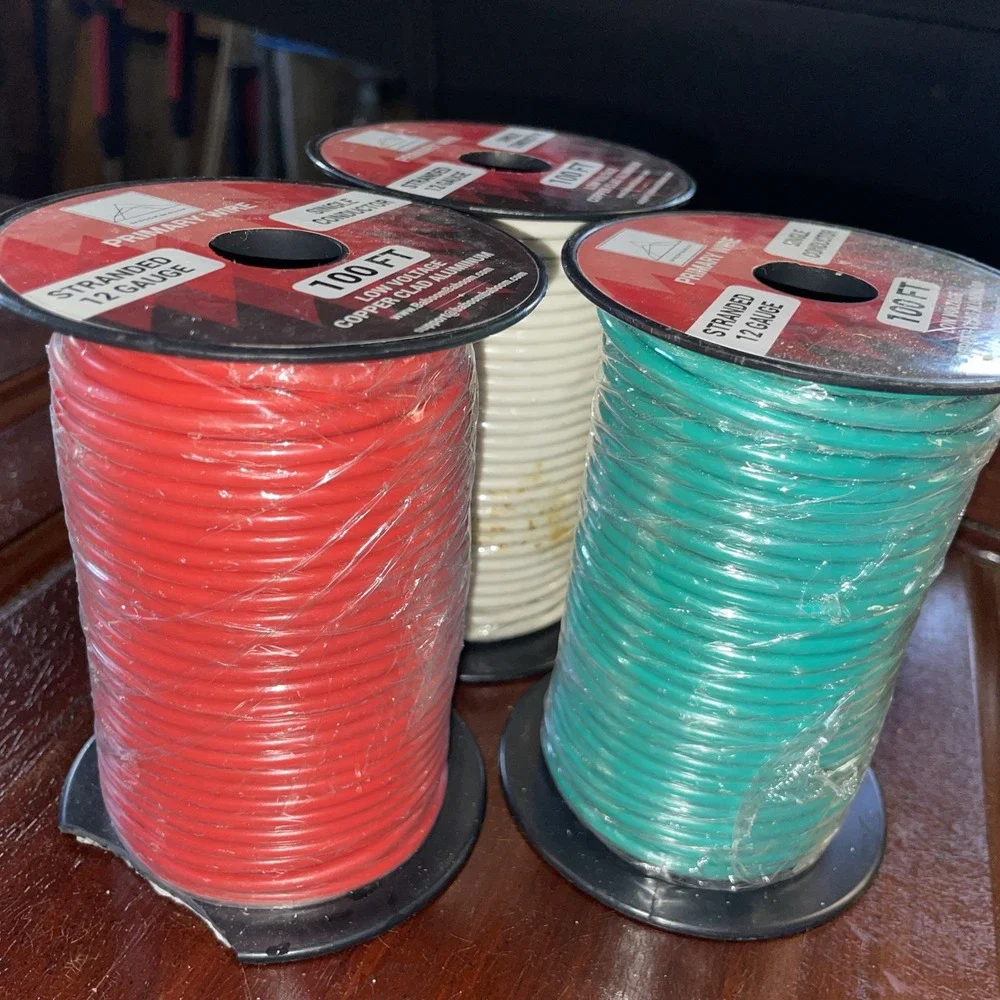 3 Wire Spools‎ - 12 Gauge Stranded Single Conductor Low Voltage 100ft Red White